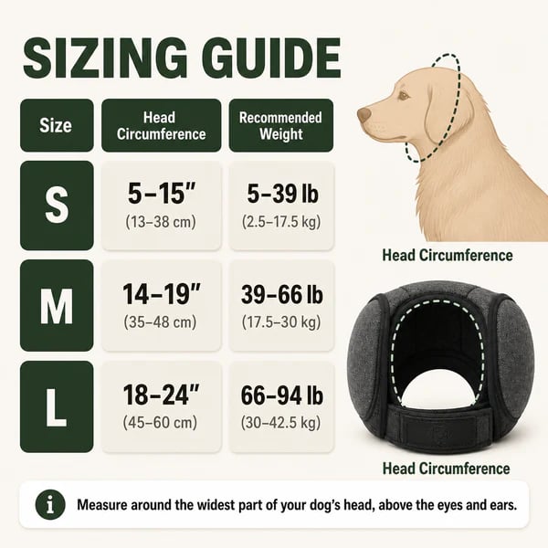 Dog wearing a soft sound-dampening ear wrap