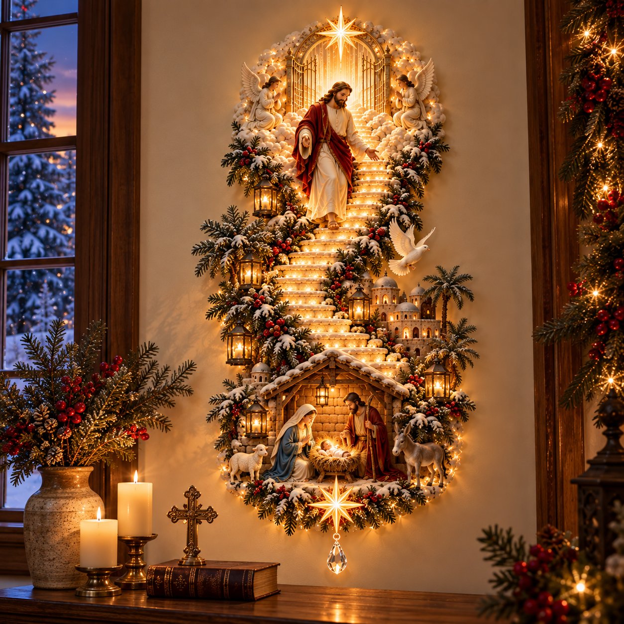 Jesus Light of Heaven Christmas Wall Hanging