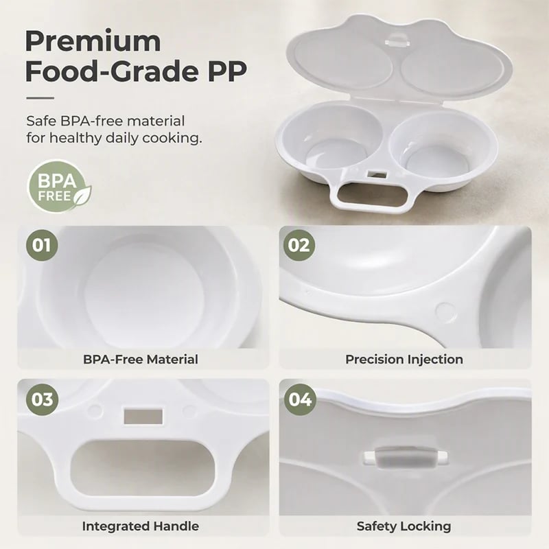 PP plastic microwave egg poacher with lid and handle