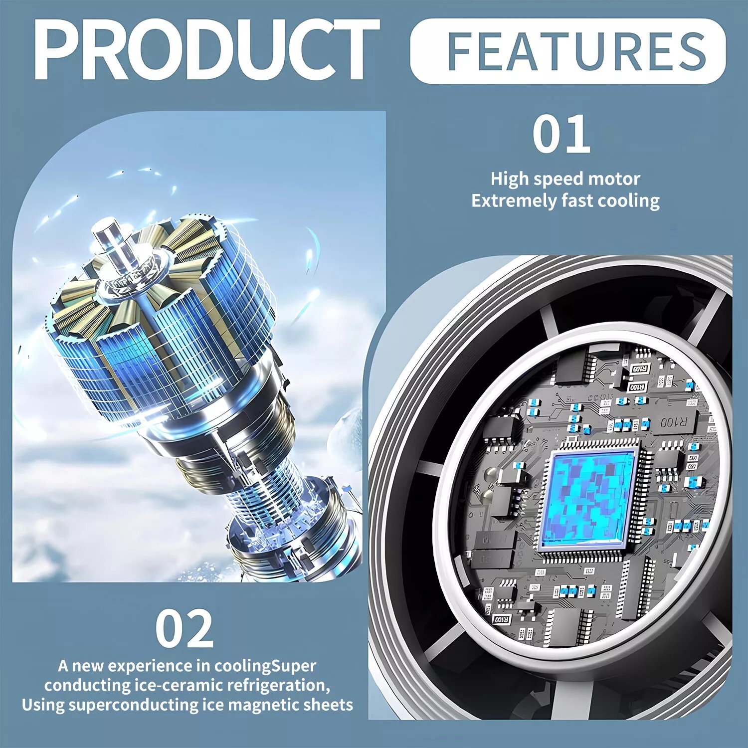 🔥Ventilador de resfriamento com tela digital de 100 velocidades