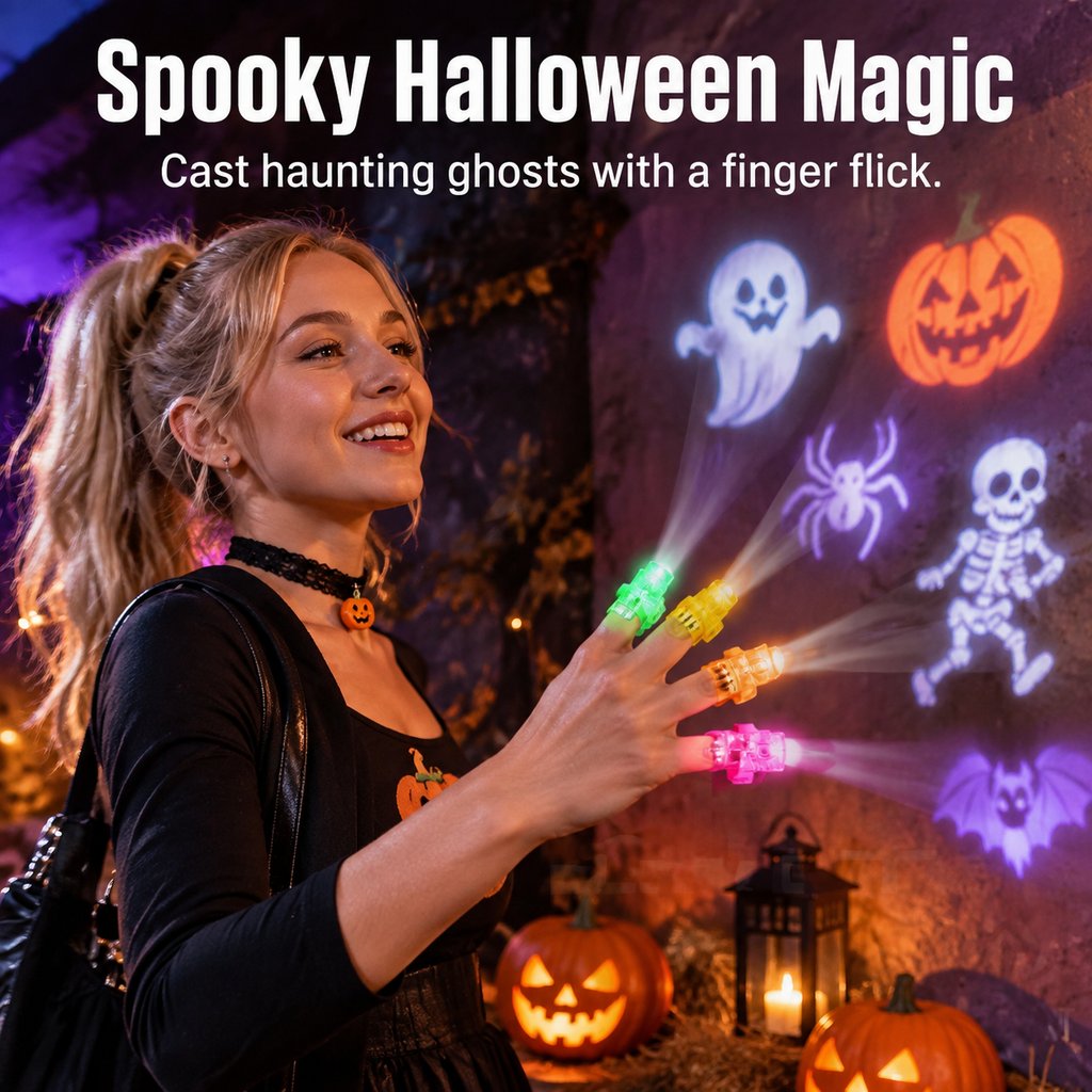 Halloween finger projector in dark room