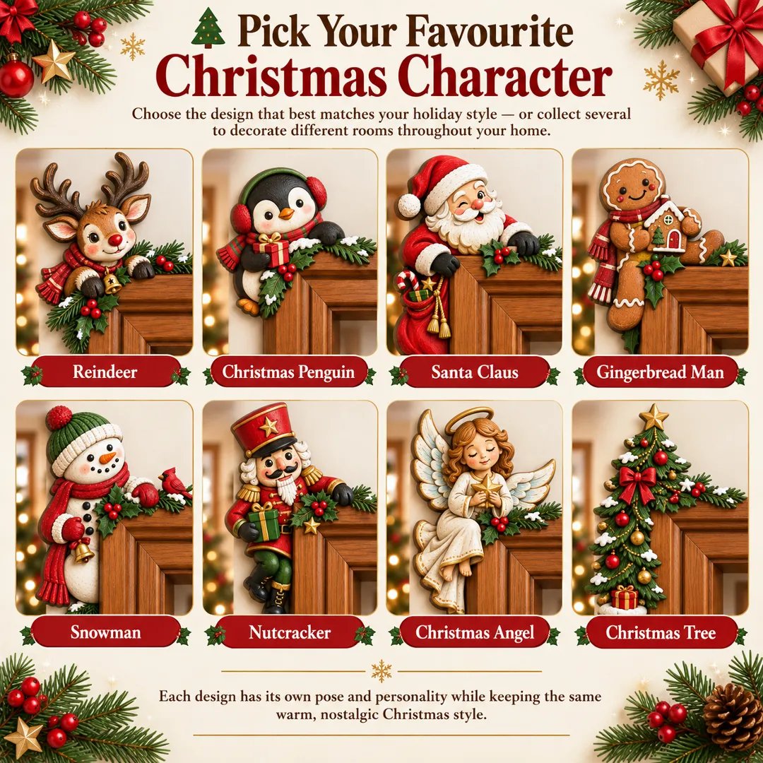 Christmas Peekaboo Door Frame character options