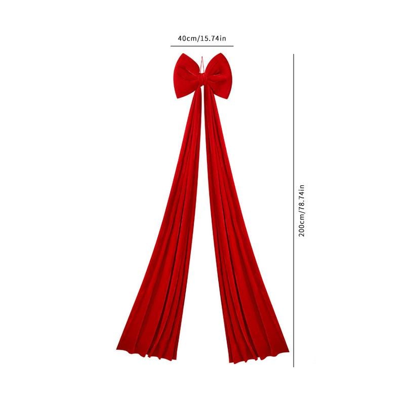 Large Wine Velvet Bow Tie, Christmas Tree Decoration, Holiday Window Hanging Ornament, Festive Home Decor Accessory