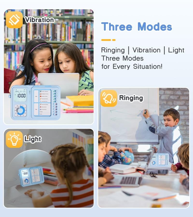 3-in-1 Visual Timer Task Timer with Chore Chart Board, ADHD Tool for Kids Adults Visual Schedule for Kids with Autism, Daily Checklist for Home, School, Classroom, Desk, Chore Chart