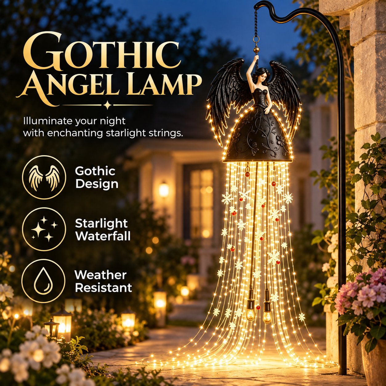 Gothic Angel Garden Lamp