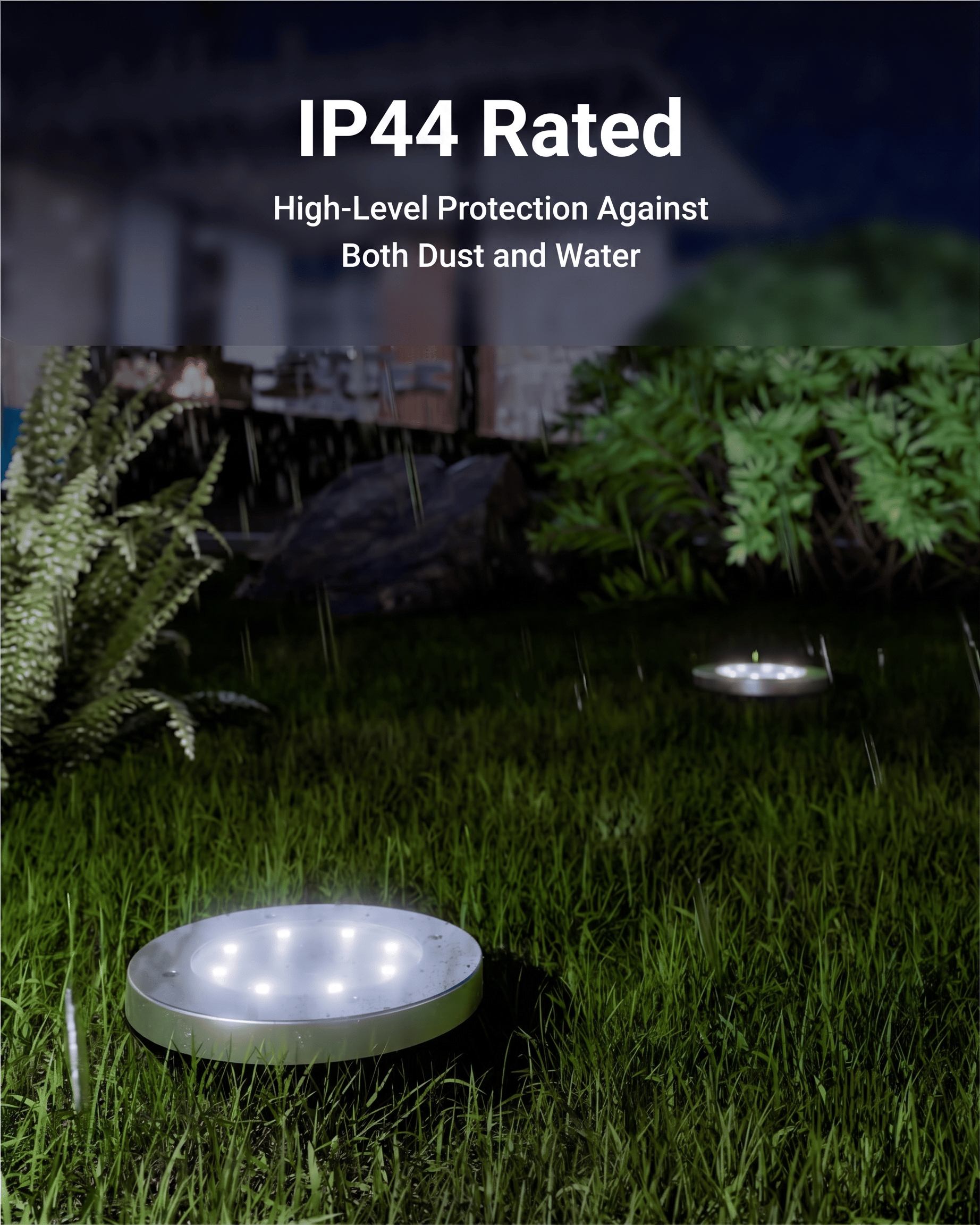 IP44 rated solar ground light in outdoor conditions