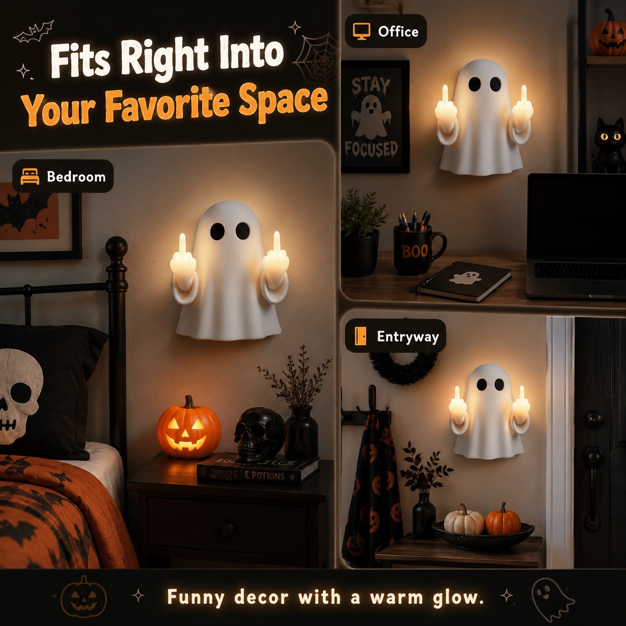 Funny ghost night light for Halloween and year round decor