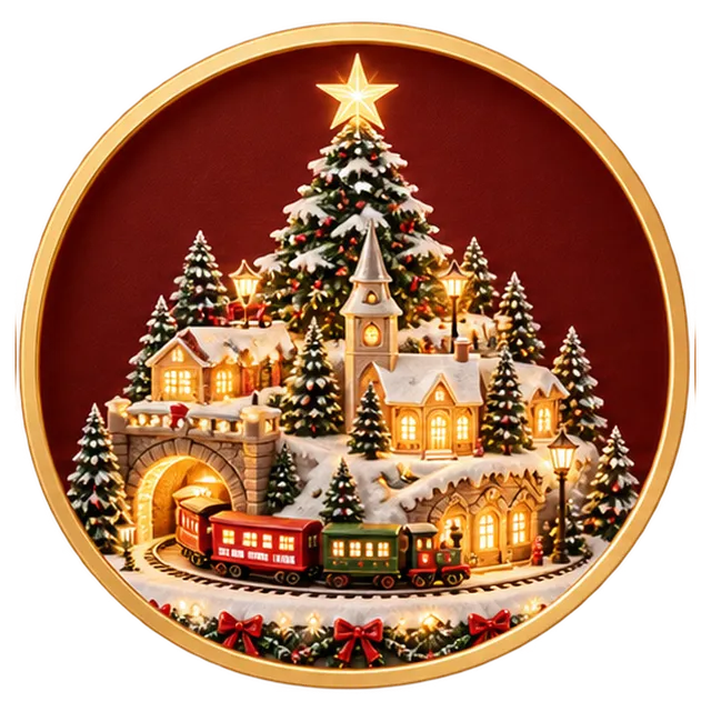 Detailed miniature snowy Christmas village