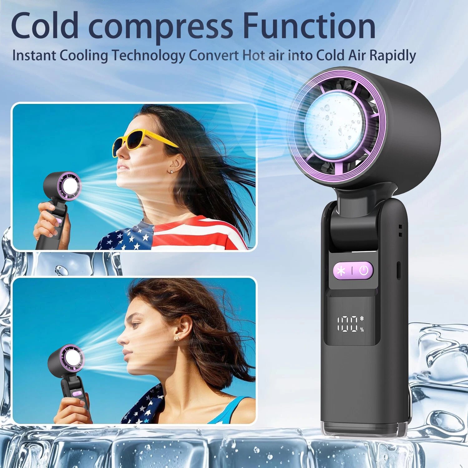 🔥Ventilador de resfriamento com tela digital de 100 velocidades