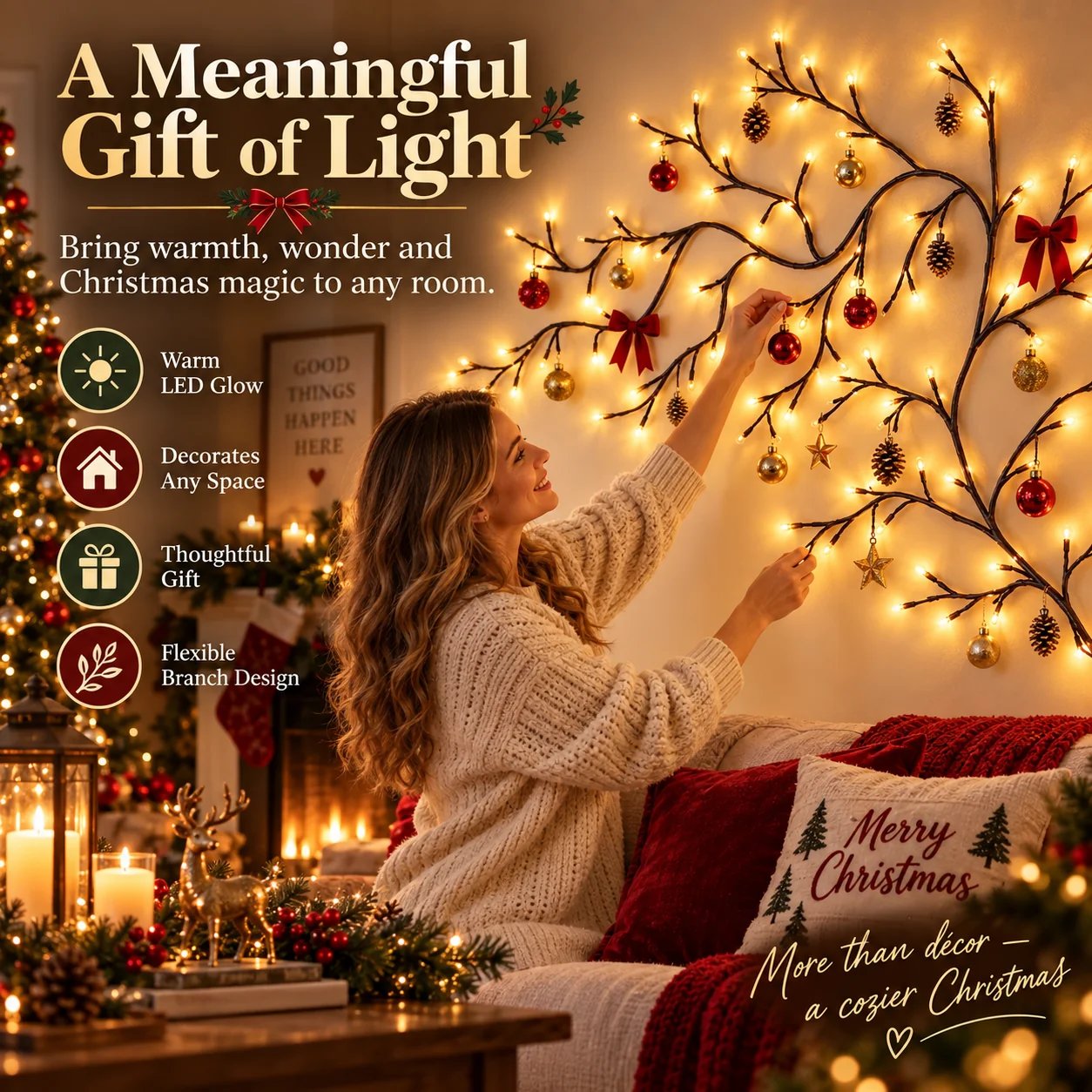 Christmas branch lights unboxing at home