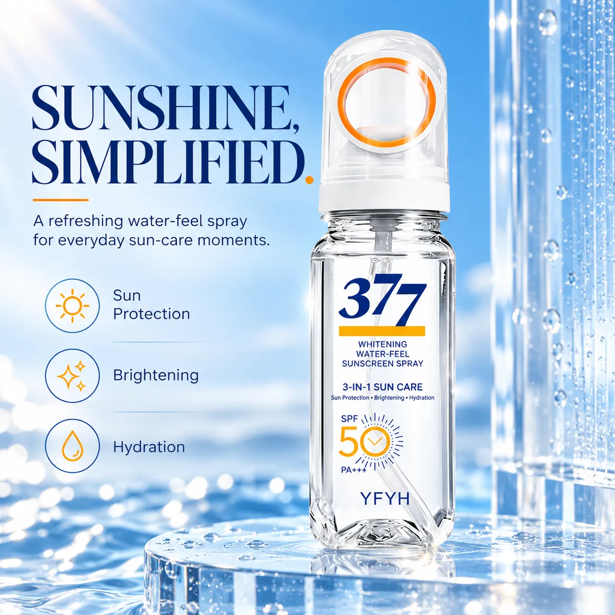 Sunshine Simplified - 377 Whitening Water-Feel Sunscreen Spray SPF 50 PA++++