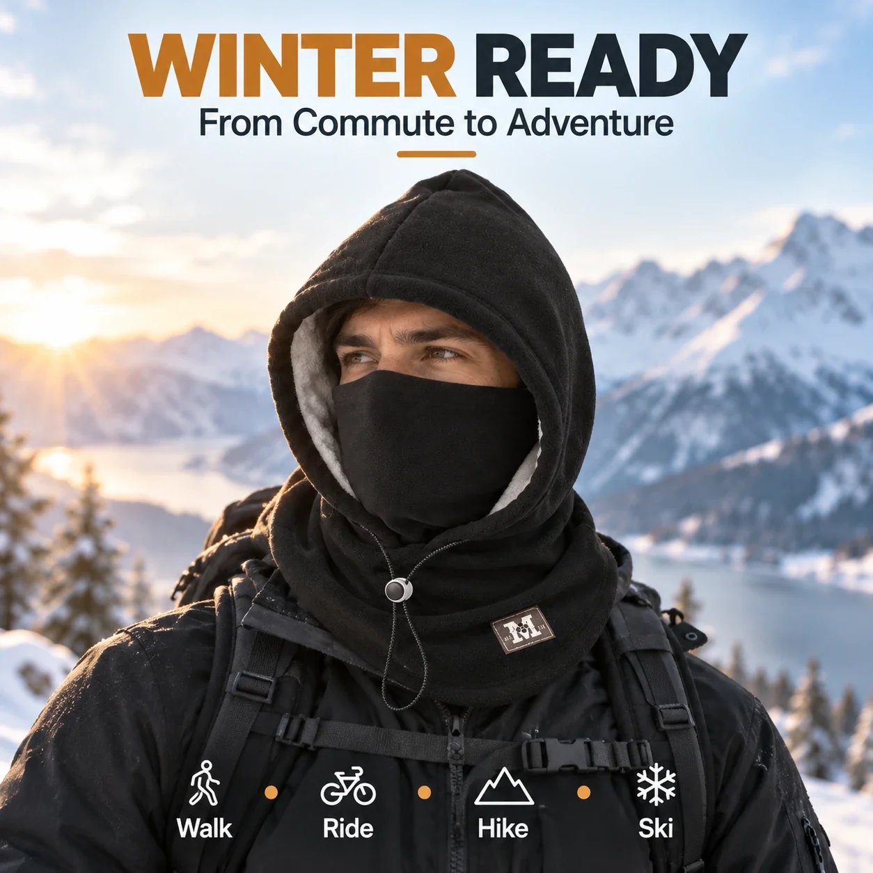 Fleece-Kapuze bei winterlichen Outdoor-Aktivitäten