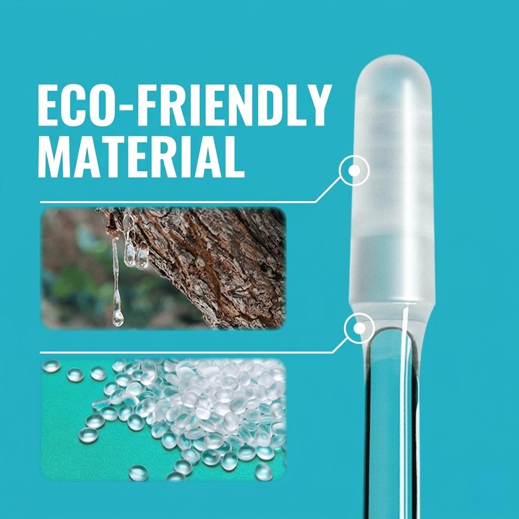 Close-up of smooth flexible rounded sticky tip and clear handle