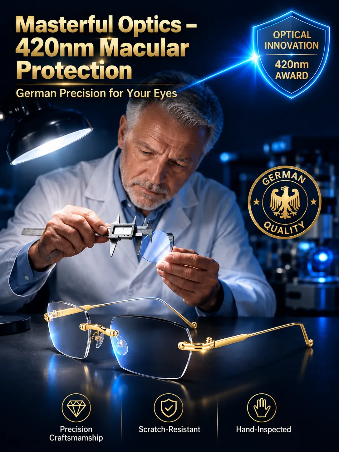 Optical lens craftsmanship illustration