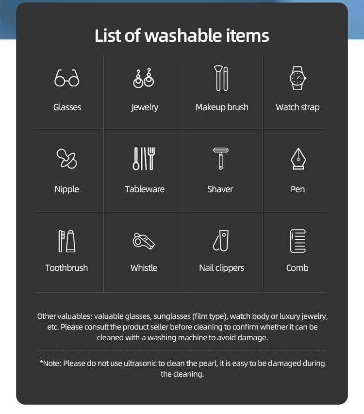 Liste der waschbaren Artikel