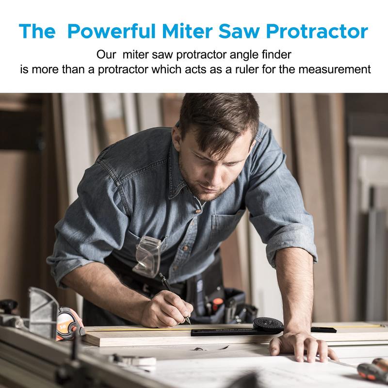Aluminum Miter Saw Protractor | 7-Inch Rust Proof Angle Finder Featuring Precision Laser Engraved Scales Professional Miter Saw Protractor with Measuring Rulers for Angle Finder Carpentry, Crown Molding Tool & Baseboard building trade men dealsforyoudays