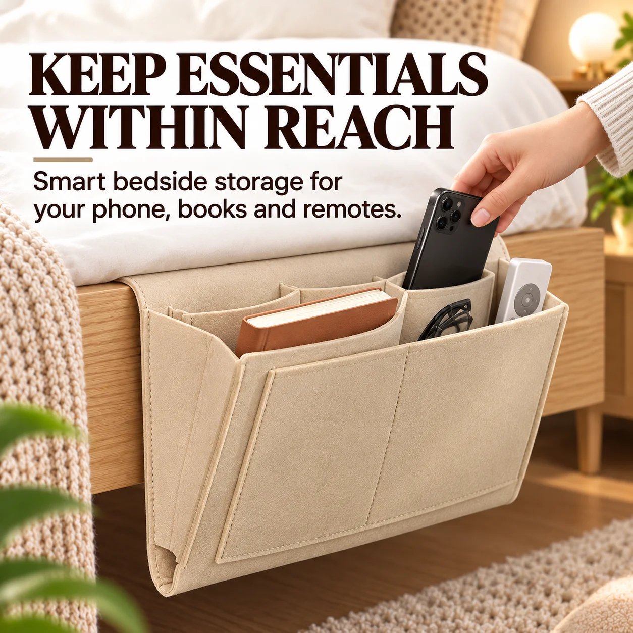 Bedside hanging storage organizer