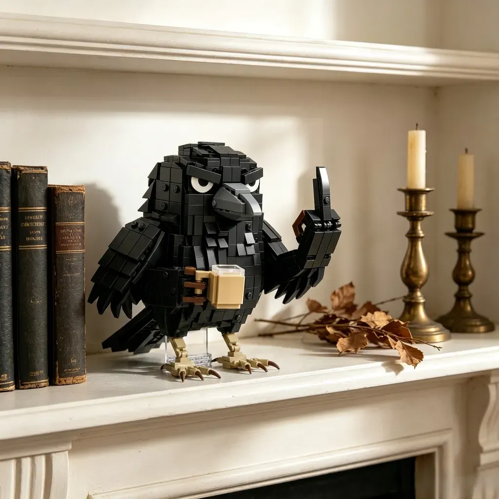 Sarkastisk kråka kaffepausfigur