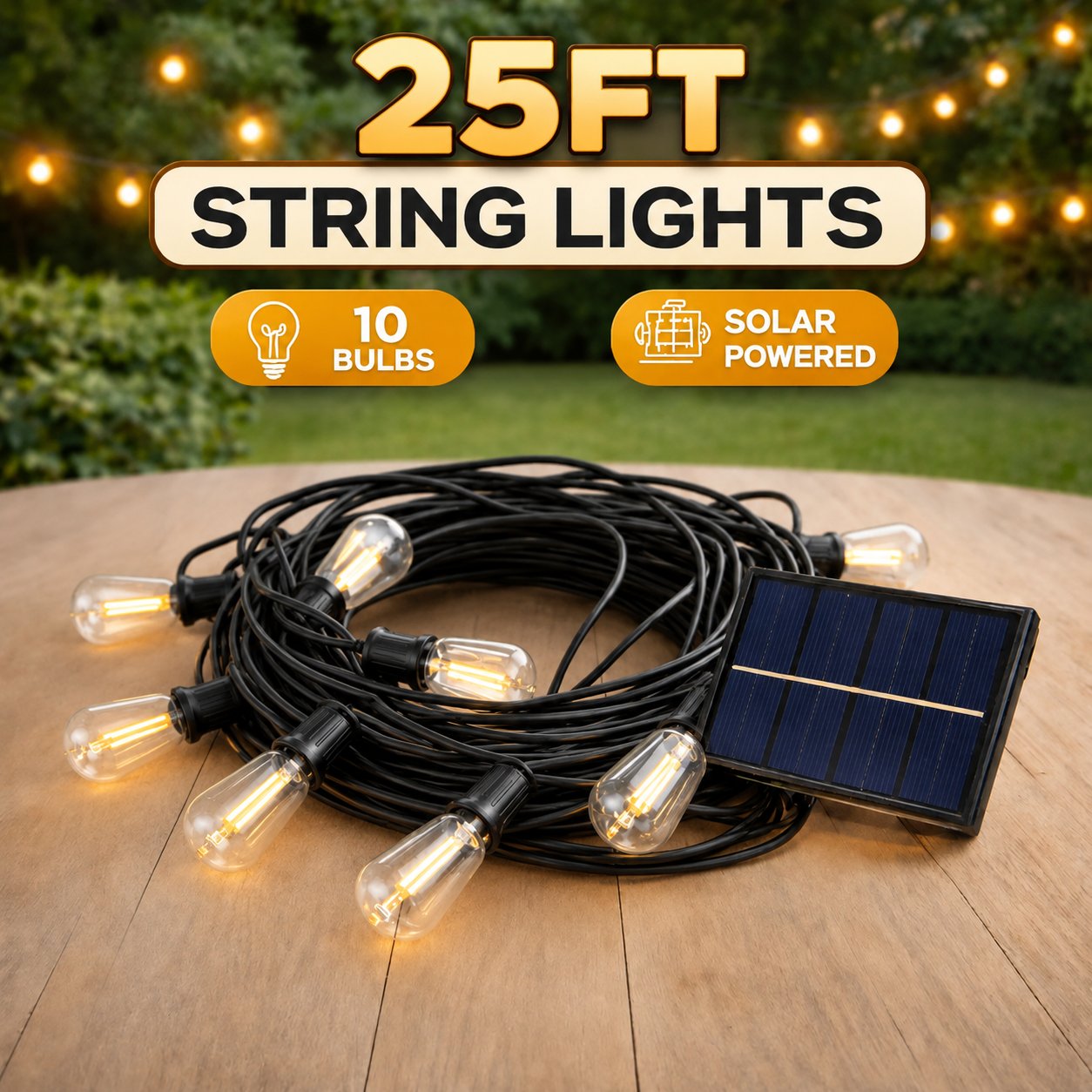 25FT solar outdoor string lights with 10 bulbs 25FT solar outdoor string lights with 10 bulbs