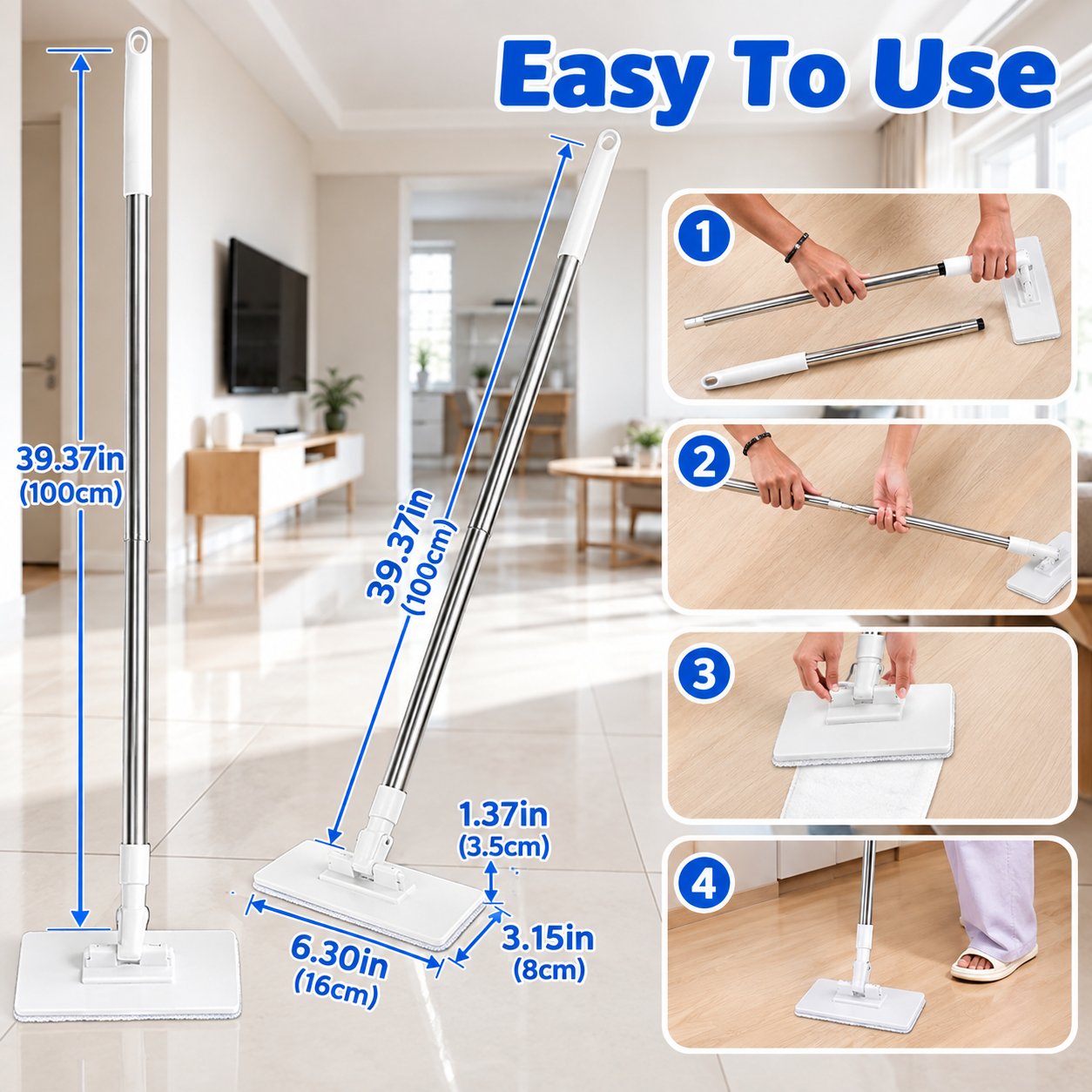Lightweight compact flat mop