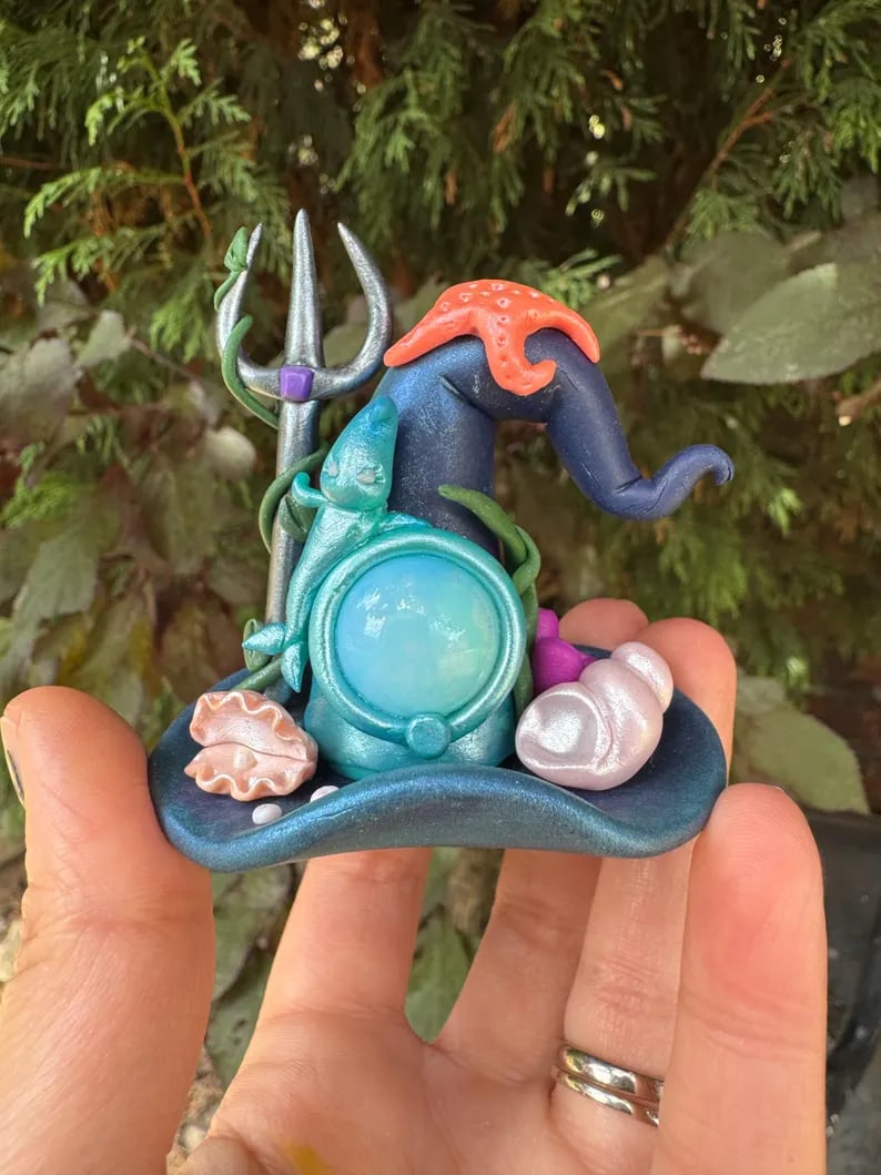 Witch Hat with a water element theme. Opalite image 1