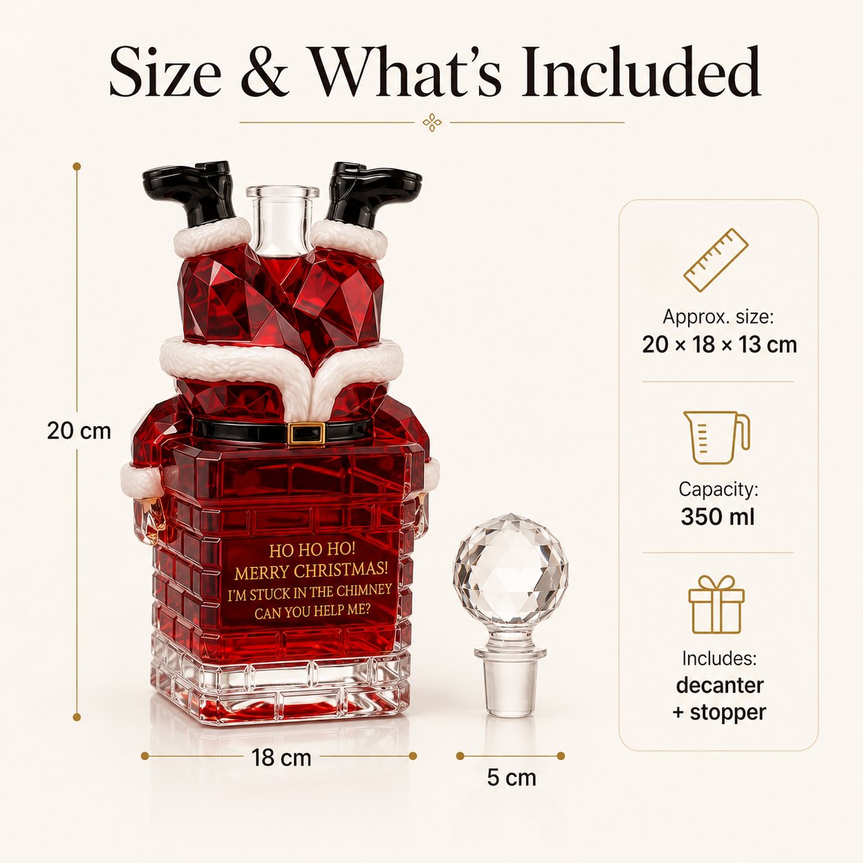 Christmas decanter presented as a festive holiday gift
