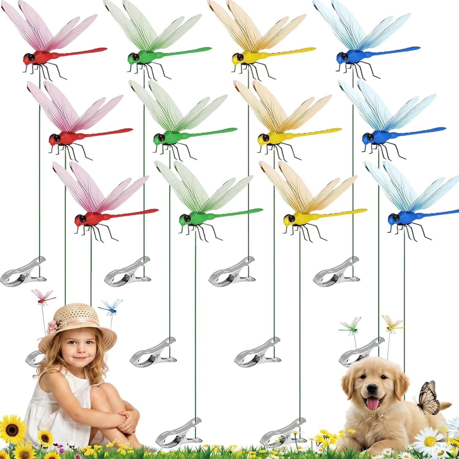 12 PCS Dragonfly Clips Set for Multi-use Bug Repellent