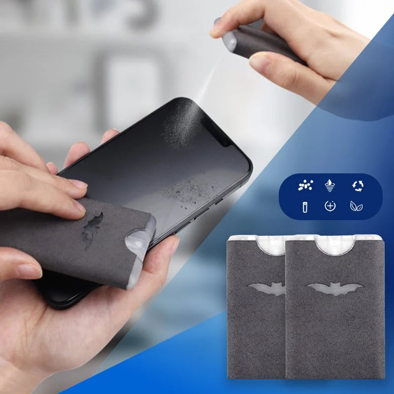 50% OFF! 2-in-1 Screen Cleaner & Microfiber Cloth – Portable, Residue-Free, Gentle - Buy 1 Get 1 Free (2 PCS)
