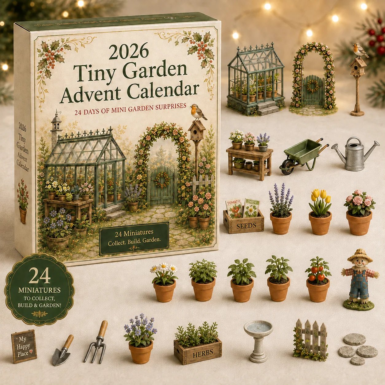 2026 Tiny Garden Advent Calendar with 24 miniature garden surprises