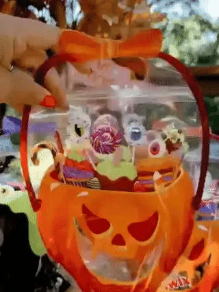 Halloween treat bags in use