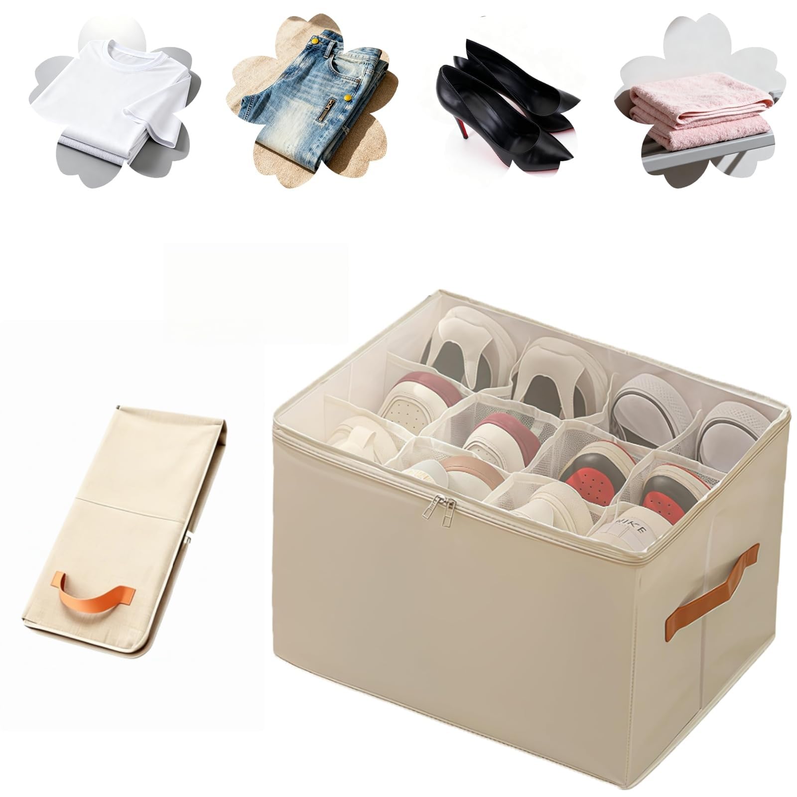 12 Compartment Foldable Storage Box for Clothes and Shoes