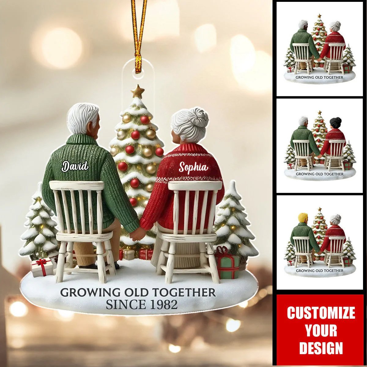 3D Effect Old Couple Growing Old Together - Personalized