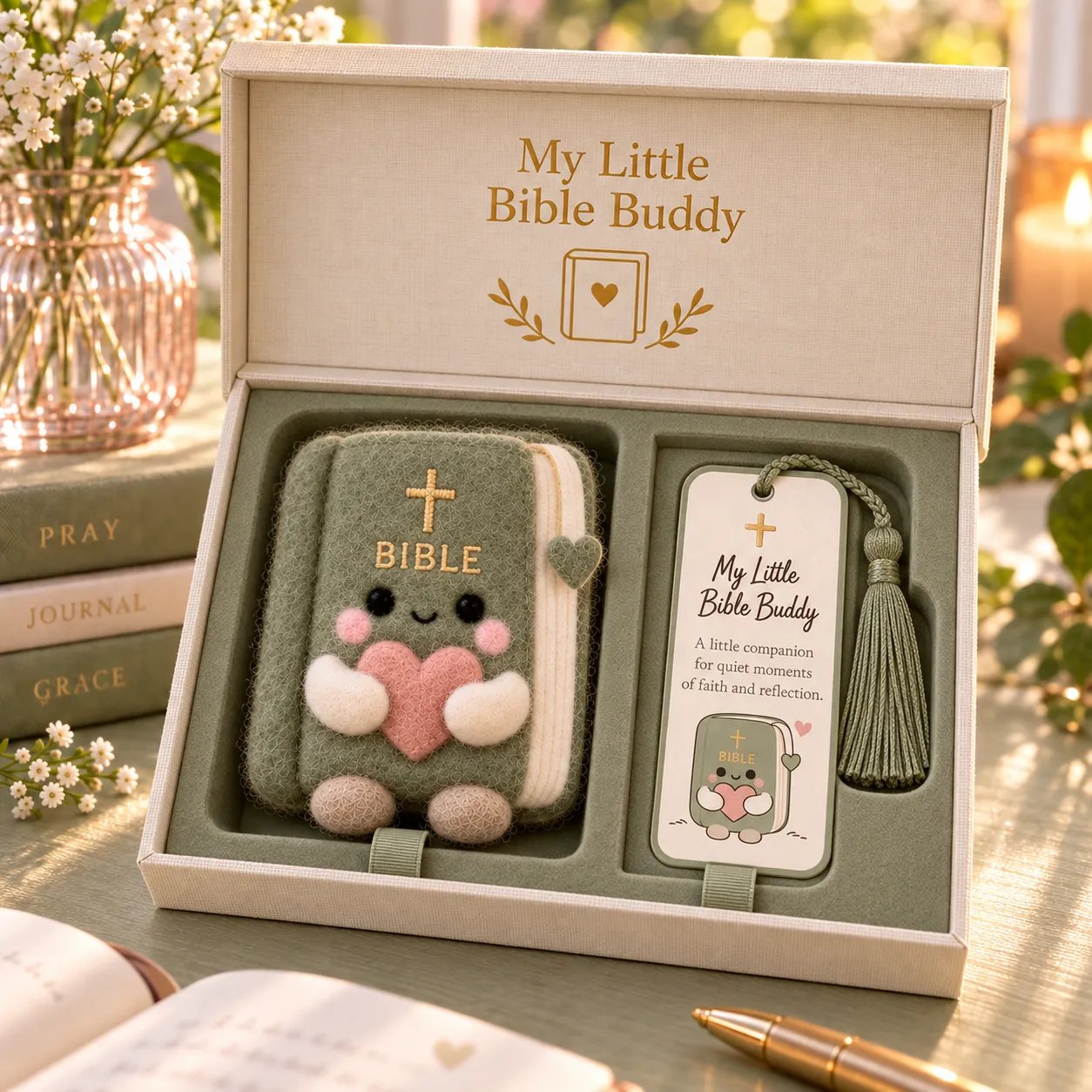 Little Bible Buddy felt keepsake and bookmark gift set Little Bible Buddy felt keepsake and bookmark gift set