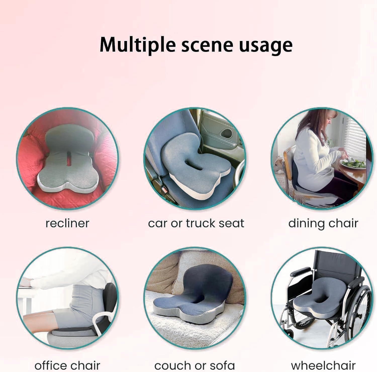 Usage scenes: office chair, car, truck, recliner, sofa, wheelchair