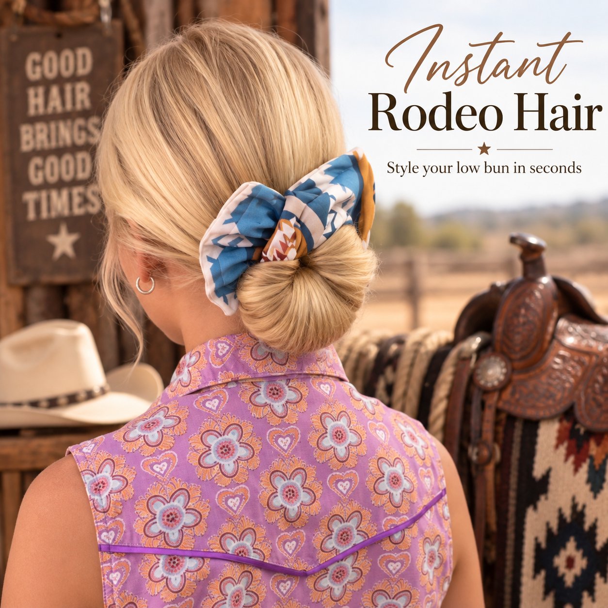 Western hair bow close-up