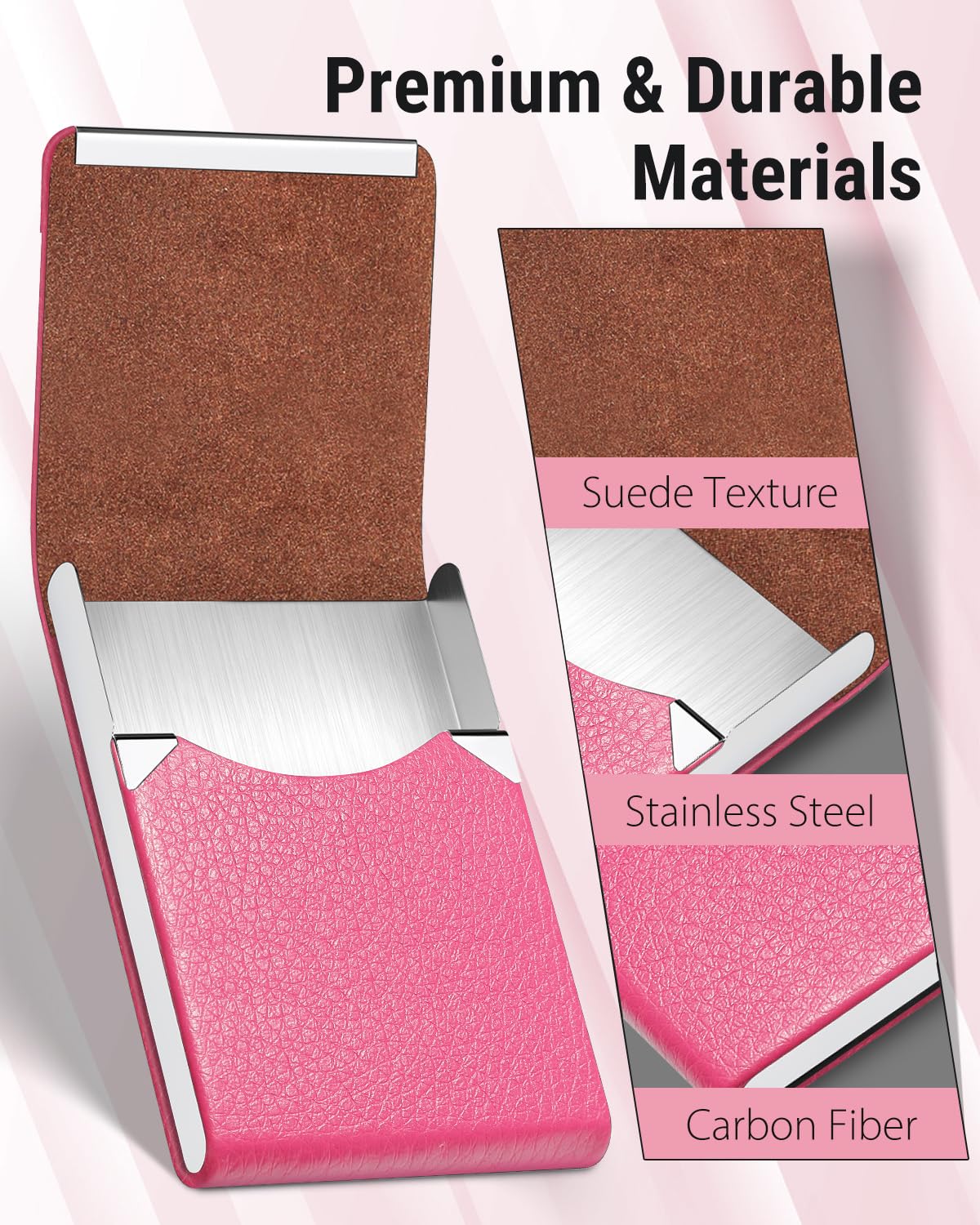 Premium and durable materials leather stainless steel suede texture