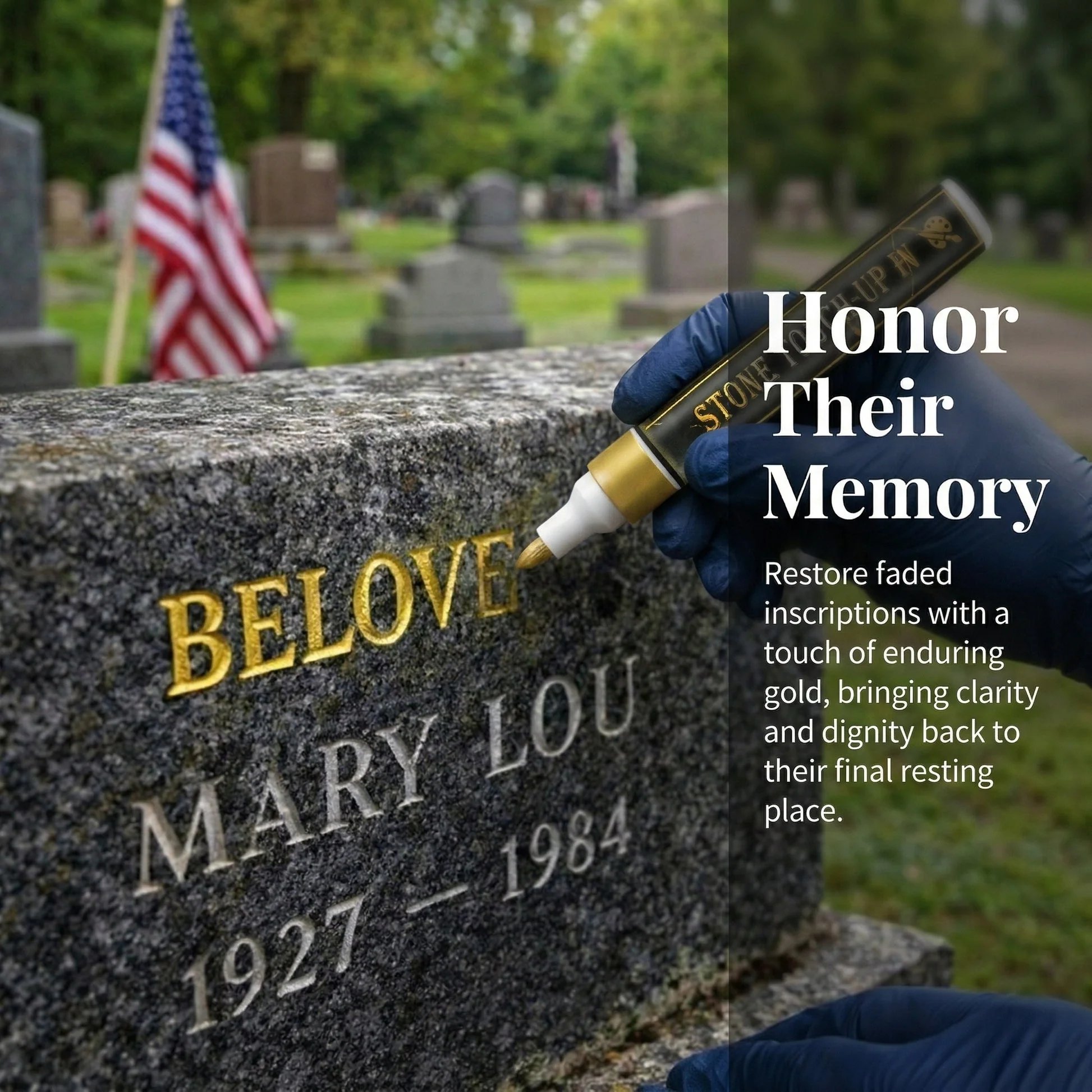 Tombstone Marker Pen in use