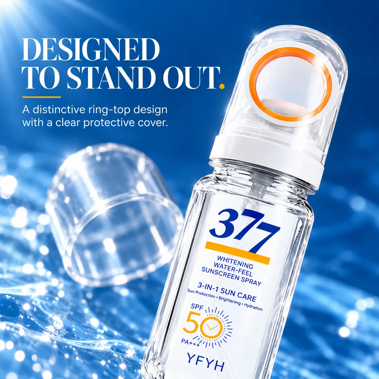 Designed to Stand Out - A distinctive ring-top design with a clear protective cover