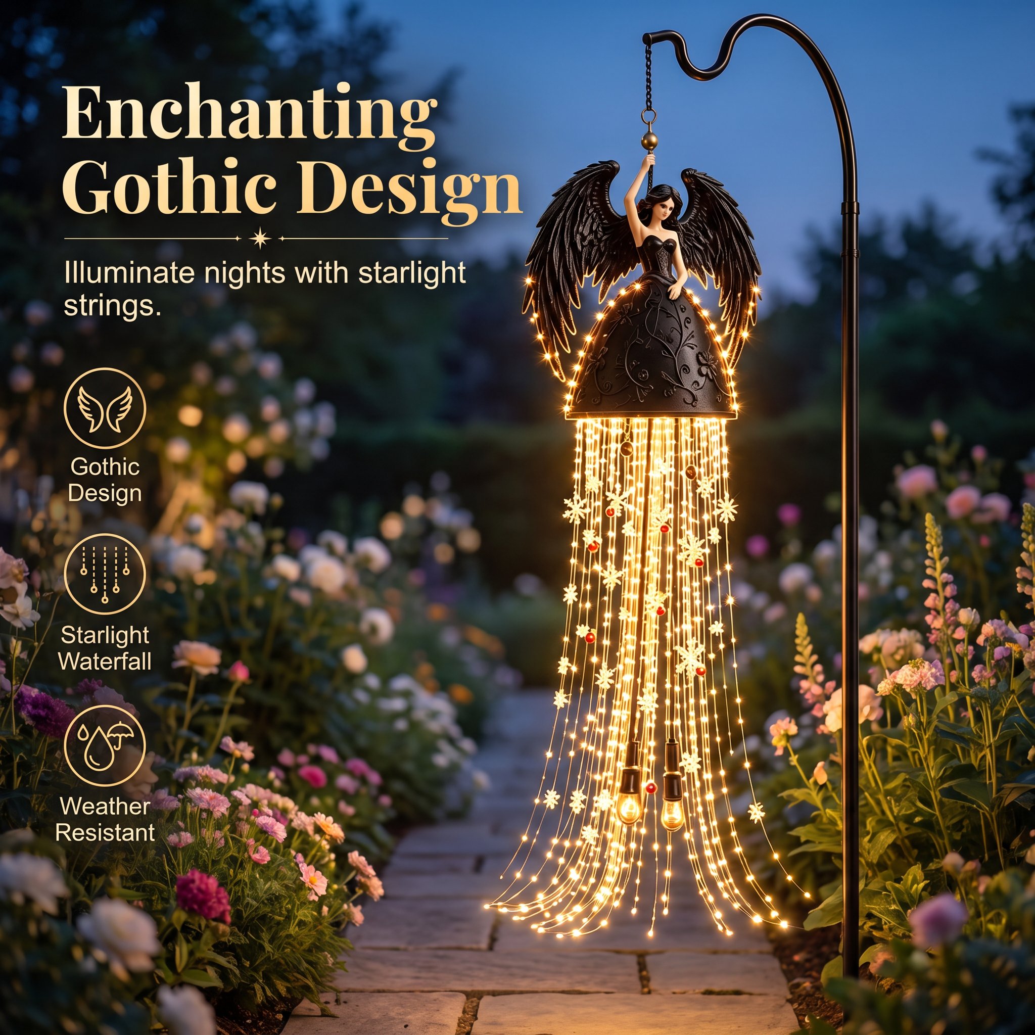 Weather-Resistant Gothic Angel Lamp