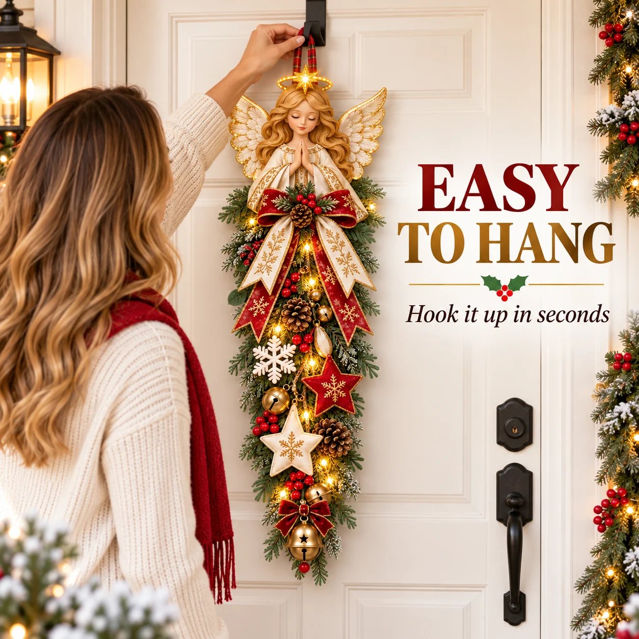 Easy to Hang Angel Christmas Door Swag