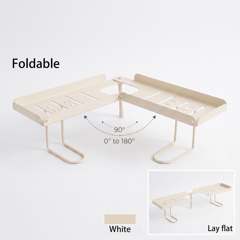 Cream foldable 180 degree adjustable countertop shelf organizer