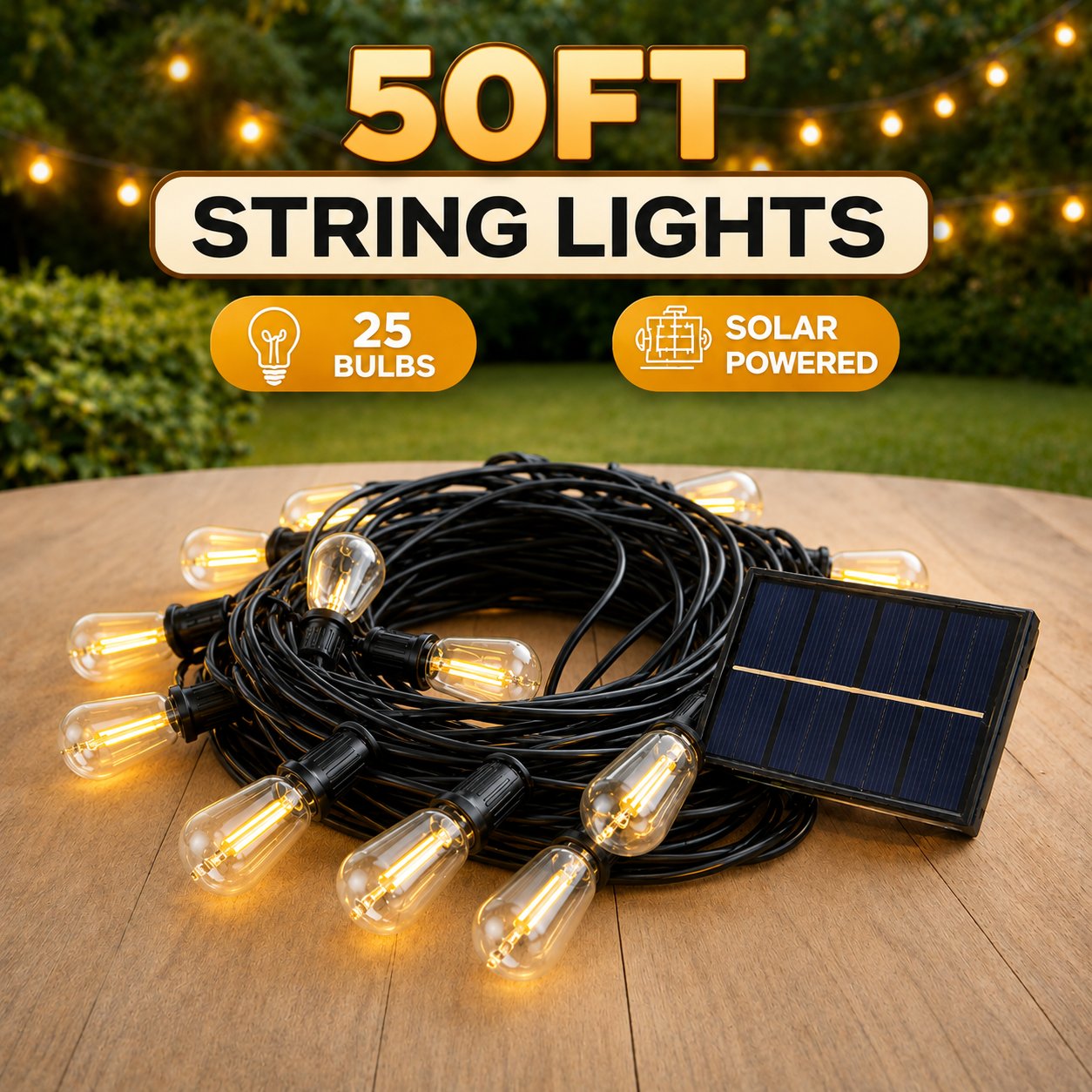 50FT solar outdoor string lights with 25 bulbs 50FT solar outdoor string lights with 25 bulbs