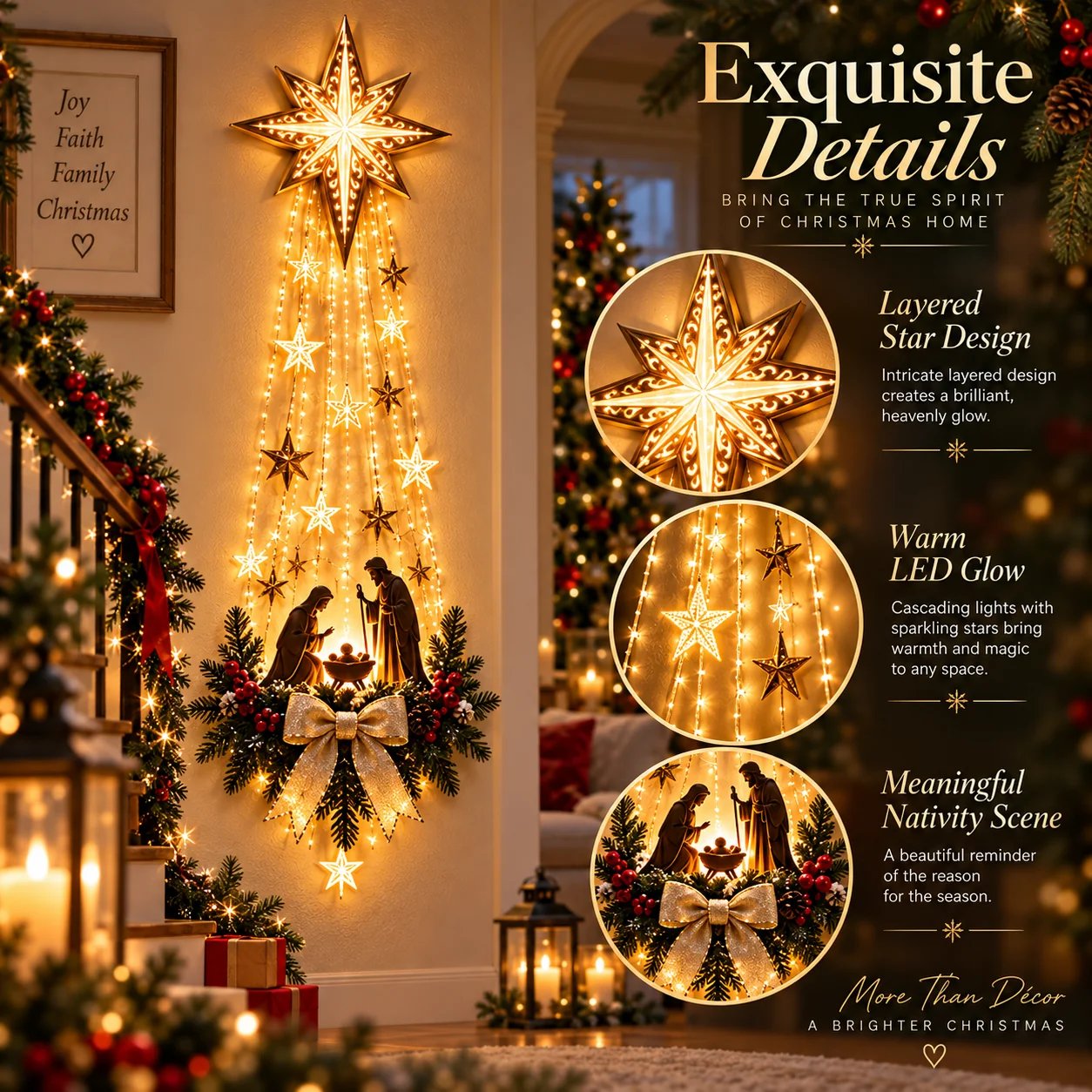 Bethlehem Star cascading Christmas lights