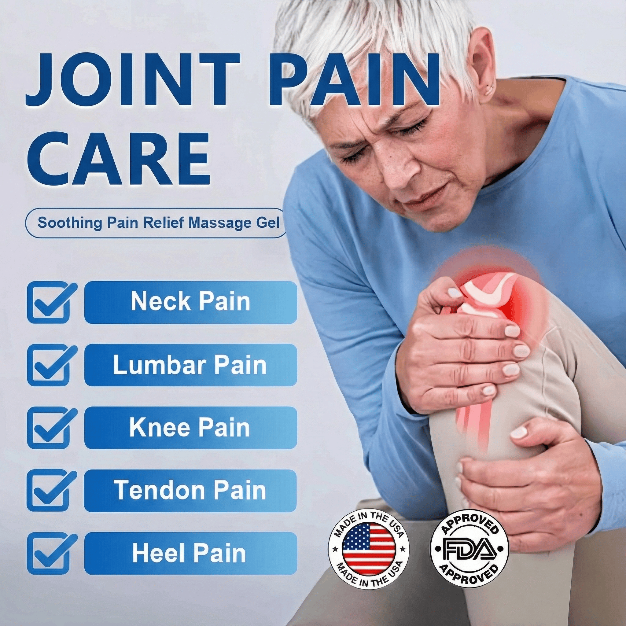 Woman holding knee in pain