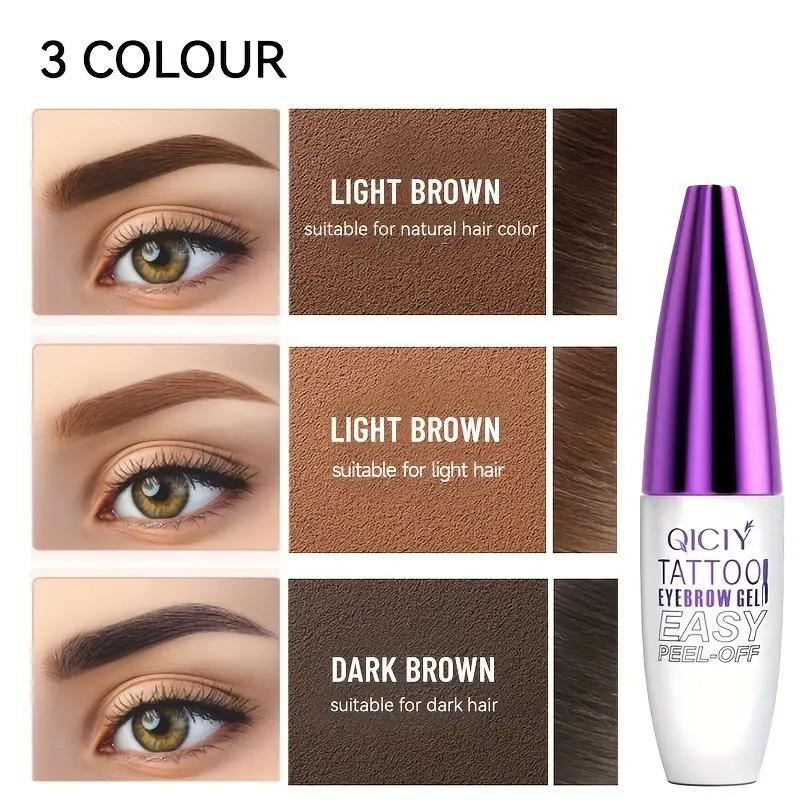 Easy Peel-Off Eyebrow Gel - Waterproof & Sweatproof, Long-Lasting Black or Brown Tattoo Tint, Film Forming, Medium Coverage for All Skin Types 5