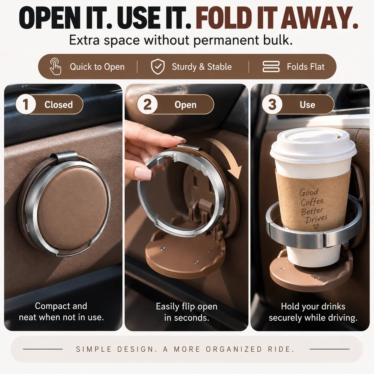 Foldable Car Cup Holder Open and Closed Foldable Car Cup Holder Open and Closed
