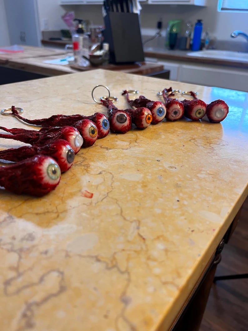 Severed Bloody Eye Keychain Body Gore Horror Wearable Art image 8