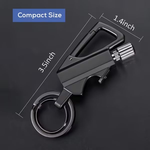 Permanent Match Infinity Lighter with Multitool Keychain Bottle Opener - Black